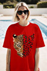 Leopar Baskılı Unisex Oversize Tişört
