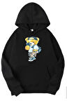 Peluş Ayı Baskılı Kapüşonlu Sweatshirt