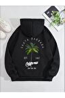 Santa Barbara Baskılı Kapüşonlu Cepli Sweatshirt