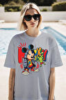 Mickey Baskılı Unisex Oversize Tişört