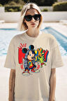 Mickey Baskılı Unisex Oversize Tişört