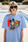 Mickey Baskılı Unisex Oversize Tişört