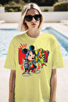 Mickey Baskılı Unisex Oversize Tişört