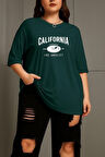 Büyük Beden California Baskılı Unisex Oversize Tişört