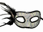 Siyah Yandan Tüylü Pul Payet Maskesi