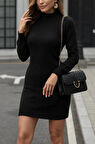 MDB Kadın Uzun Kollu Balıkçı Yaka Triko Mini Boy Elbise