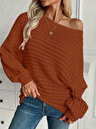 Kadın Uzun Kollu Tek Omuzu Açık Triko Bluz