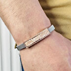 Gümüş Erkek Bileklik ,14k Rose Altın Kaplama ,sim Desen Isim Yazılabilir Şık Hediye