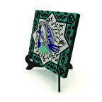 Tavus Kuşu Figürlü, Anadolu Selçuklu Turkuaz  Yıldız MotifiBaskılı MDF Masaüstlük