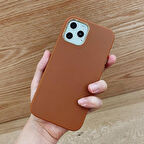 İphone 13 Pro Uyumlu Deri Görünümlü Silikon Kamera Çerçeveli Kaliteli Kılıf