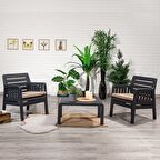 Sandalie Lara 1+1+S Bahçe Takımı Balkon - Bahçe - Teras Mobilyası / Antrasit