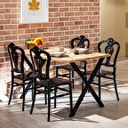 Matrix Maxima Atlantik Çam & Carisma Siyah Mutfak Masa Takımı