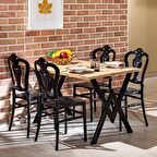 Matrix Wega Atlantik Çam & Carisma Siyah Mutfak Masa Takımı