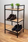 Metal 3 Raflı Çok Amaçlı  Ahşap Dekoratif Ayakkabılık