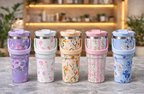 Çiçek Desenli 900 ml Taşıma Kulplu Paslanmaz Çelik Termos Mug Bardak