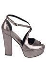 Modabuymus Platin Gri Simli Yüksek Platform Topuk Abiye Ayakkabı - Rise