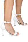 Modabuymus Beyaz Tek Bantlı Kadeh Topuk Ayakkabı - Middle