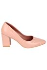 Modabuymus Pudra Stiletto Kalın Topuklu Ayakkabı - Erkly