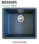 Meyesin Tezgah Altı Antrasit Granit Mutfak Eviyesi 43 X 55 Cm.