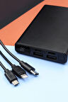 Led Ekran Göstergeli 10000 mAh Siyah Renk Powerbank