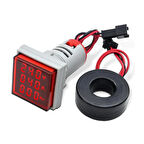 Voltampermetre 50-500v 0-100a Ac Kare Kırmızı Ad22-22vas