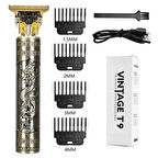 Vintage T9 Trimmer Şarjlı Saç Sakal Kesme Makinesi Altın