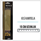 METALİK GOLD RENK UZUN MUM 15 CM 6'LI