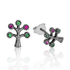 925 Ayar Gümüş Hayat Ağacı Çivili Küpe