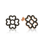 ​Gümüş Kalp Yapraklı Çiçek Küpe