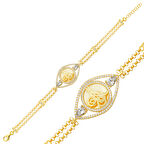 925 Ayar Gümüş Gold Kaplama Tuğralı Kadın Bileklik