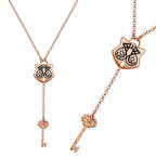 Gümüş Rose Ya Fettah Yazılı Kadın Kolye