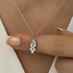 925 Ayar Gümüş Çiğ Damlası Tektaş Kadın Gümüş Kolye