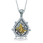 925 Ayar Gümüş Taşlı Tuğra Kadın Gümüş Kolye