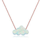 925 Ayar Gümüş Beyaz Opal Taş Bulut Kadın Gümüş Kolye