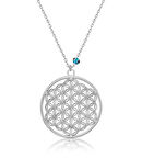 925 Ayar Gümüş Nazar Gözlü Yaşam Çiçeği Kadın Gümüş Kolye