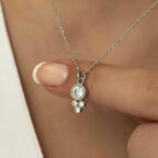 925 Ayar Gümüş Çiğ Damlası Yuvarlak Tektaş Kadın Gümüş Kolye