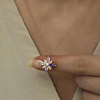 925 Ayar Gümüş Mix Taşlı Umut Çiçeği Gümüş Kolye