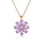 925 Ayar Gümüş Rose Lila Çiçek Kadın Gümüş Kolye