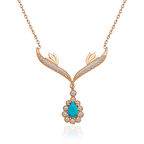 925 Ayar Gümüş Turkuaz Taşlı Madalyon Kadın Gümüş Kolye