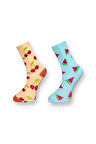 2'li Unısex Meyve Desenli Esnek Nem Alabilen Pamuklu Spor Soket Çoraplar