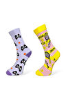 2'li Unısex Oyun Konsolu ve Tenis Temalı Esnek Nem Alabilen Pamuklu Spor Soket Çoraplar