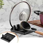 CEYLAN ADAM  Tencere Kapak Tutuculu Kaşıklıklı Tencere Kapak Standı Pratik Kaşık Kepçe Altlık Düzenleyici