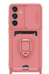 Samsung Galaxy S25 Plus Kılıf Zuma Kartvizitli Yüzüklü Silikon - Pembe