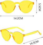 CEYLAN ADAM  Sert Mika Oval Şekilli Çerçevesiz Sarı Gözlük Retro Parti 5x14 cm