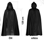 CEYLAN ADAM  Siyah Uzun Pelerin 120 cm Kapüşonlu – Cosplay ve Parti Kostümü