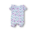 9-12 12-18 18-24 Ay Cemre Uçan Balon Baskılı Kısa Kollu Kız Bebek Tulumu Ekru