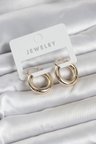 Gold Renk Pirinç Halka 20 mm Kadın Küpe 5886