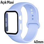 ALLY Apple Watch 4-5-6 40mm Silikon Kordon Kayış ve Ekran Koruyucu Kılıf-(5775)