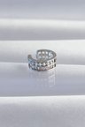 Pirinç Gümüş Renk İncili Baget Taşlı Earcuff Küpe 5886