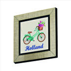 Hollanda  Bisklet Görseli Baskılı MDF  Magnet(KRG-030)Buzdolabı Süsü